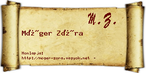 Móger Zóra névjegykártya